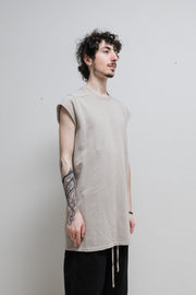 RICK OWENS DRKSHDW - Pearl grey sweater with raw cut sleeves