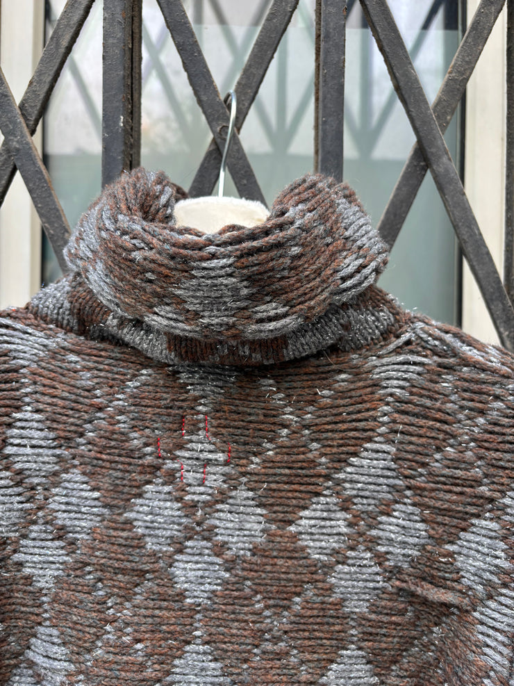 (New Arrival) A.F VANDEVORST - FW01 Wool blend thick knitted sweater with glittery argyle pattern (runway)