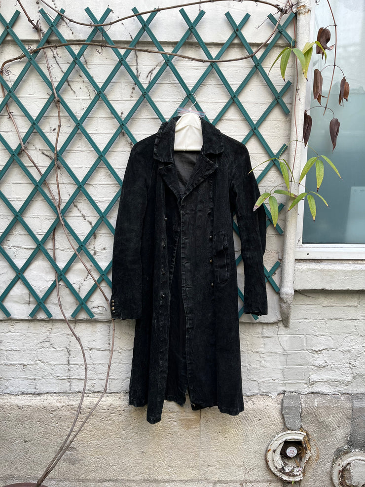 (New Arrival) CHRISTIAN PEAU - Burnt buffalo leather long coat with metal buttons