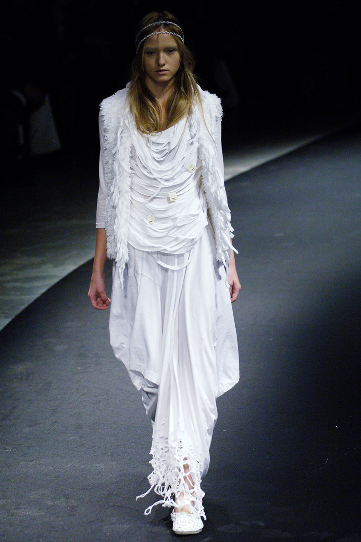 UNDERCOVER - SS06 « T. » White slashed top with front straps (runway)