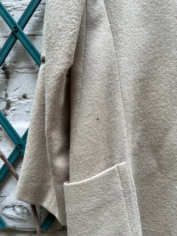 (New Arrival) ANN DEMEULEMEESTER - FW02 Fleece wool coat with leather straps closure
