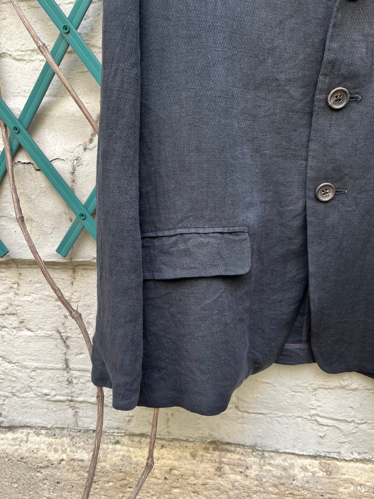 (New Arrival) YOHJI YAMAMOTO POUR HOMME - SS87 Linen costume jacket with chest embroidery