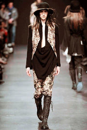 ANN DEMEULEMEESTER - FW08 Hydrangea patterned cotton corduroy pants (runway)