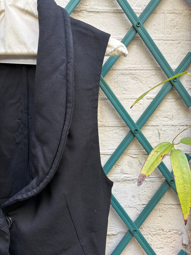 (New Arrival) ANN DEMEULEMEESTER - Fleece wool vest with padded collar and silk back