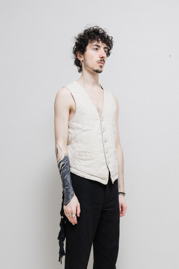 ISAMU KATAYAMA BACKLASH - Linen blend vest with poem lining