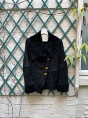 (New Arrival) VIVIENNE WESTWOOD RED LABEL - FW02 Asymmetric leather shearling jacket with orb buttons