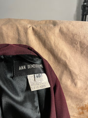 (Pre Sale) ANN DEMEULEMEESTER - Late 90’s Wine red light jacket with waist straps