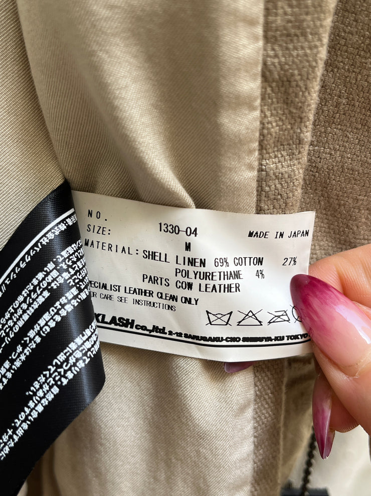 (Kountry Club) ISAMU KATAYAMA BACKLASH - Linen blend jacket with leather collar and poem lining