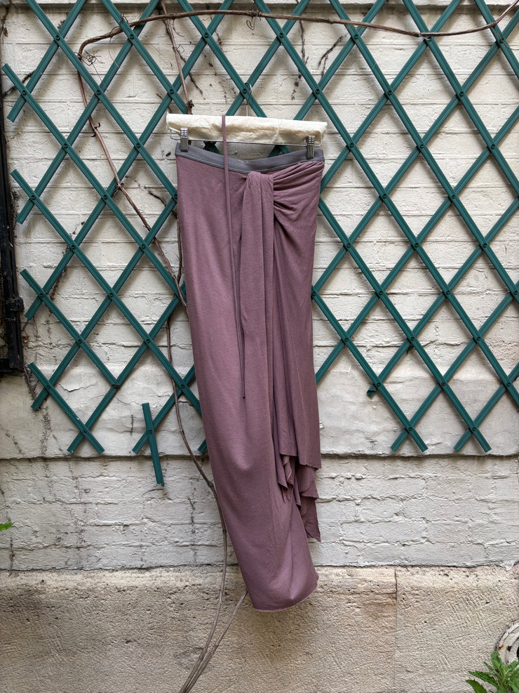 (New Arrival) RICK OWENS - FW03 "TRUCKER" Angora wool blend dust rose draped skirt