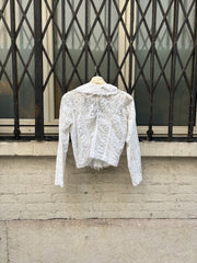 (New Arrival) JUNYA WATANABE - SS05 Cropped lace jacket with layered raw cut lapels