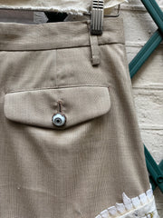 (New Arrival) UNDERCOVER - SS05 « But Beautiful II » Wool skirt with floral cotton layer, embroidered teeth and eye button