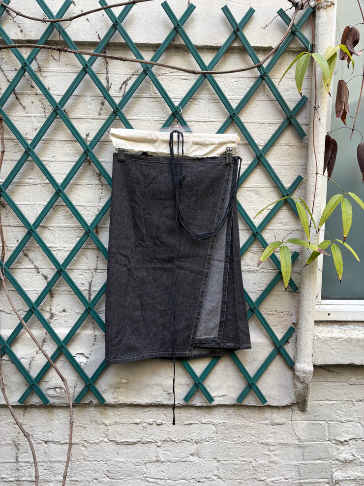 (New Arrival) ANN DEMEULEMEESTER - Late 90’s / Early 00’s Wrap up denim like cotton skirt