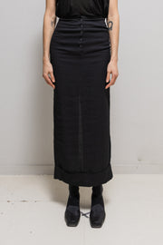 ANN DEMEULEMEESTER - Linen/cotton long skirt with button closure, back zipper slit and folded hem (probably spring 1996)