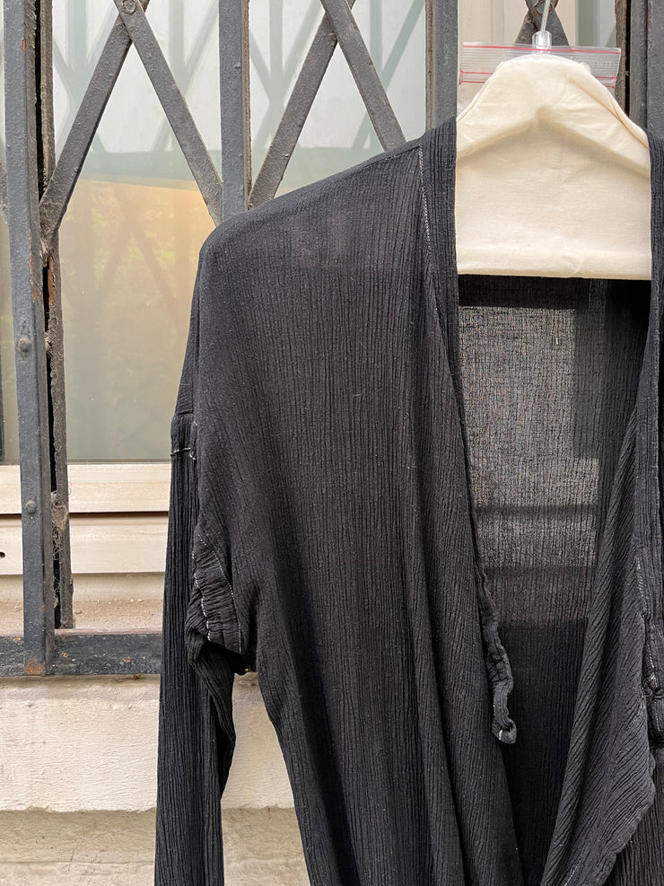 (New Arrival) MARTIN MARGIELA - Early 2000’s Line 6 Cotton blend pleated wrap up cardigan (overdyed)