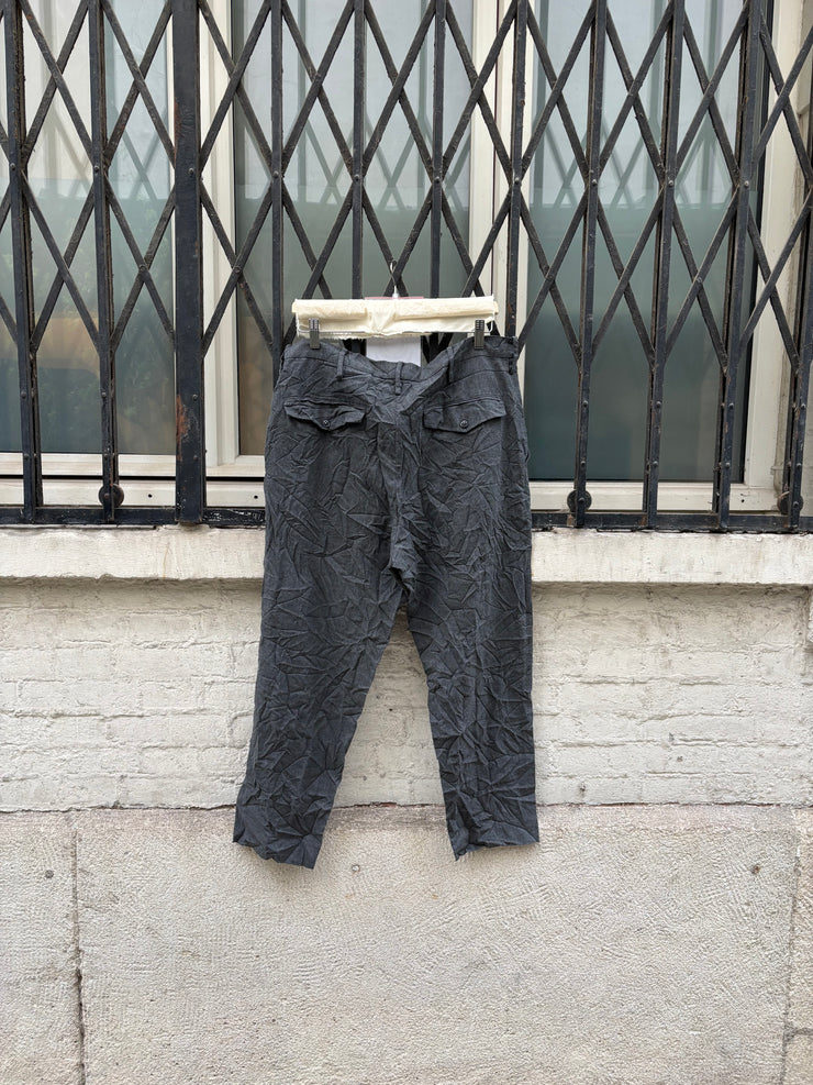 (New Arrival) YOHJI YAMAMOTO POUR HOMME - Wrinkled wool pants