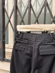(New Arrival) YOHJI YAMAMOTO POUR HOMME - SS15 Gabardine wool pants with waist buckles