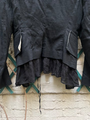 (New Arrival) ANN DEMEULEMEESTER - SS05 Cotton blend jacket with striped lapels and fringes (runway)