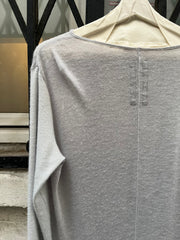 (New Arrival) RICK OWENS - FW09 « CRUST » Ash grey cashmere and silk sweater with lamb leather panels