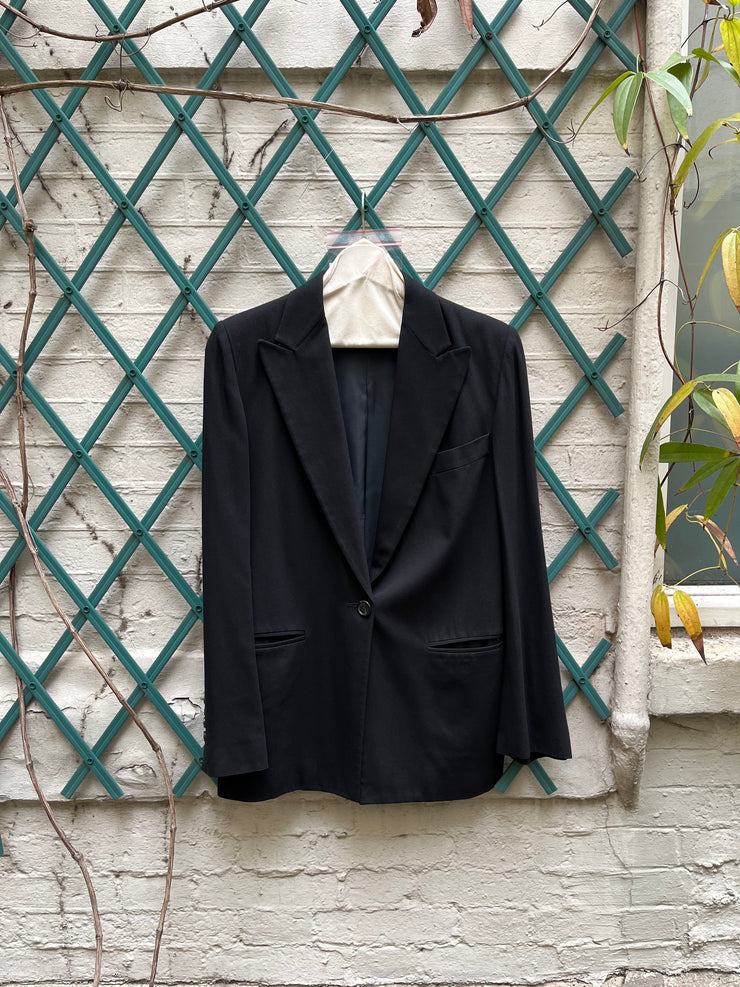 (New Arrival) ANN DEMEULEMEESTER - Rayon and fleece wool blazer jacket with padded shoulders