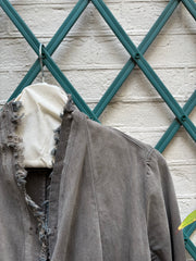 (New Arrival) RICK OWENS DRKSHDW - 2007 Washed denim jacket with long sides, rounded panels and raw cut edges