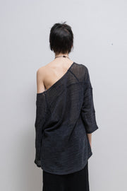 BLACKMEANS - Raw cut net cotton sweater