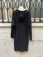 (New Arrival) BLACKMEANS - Extra long cotton jacket with patchwork sleeves and hood