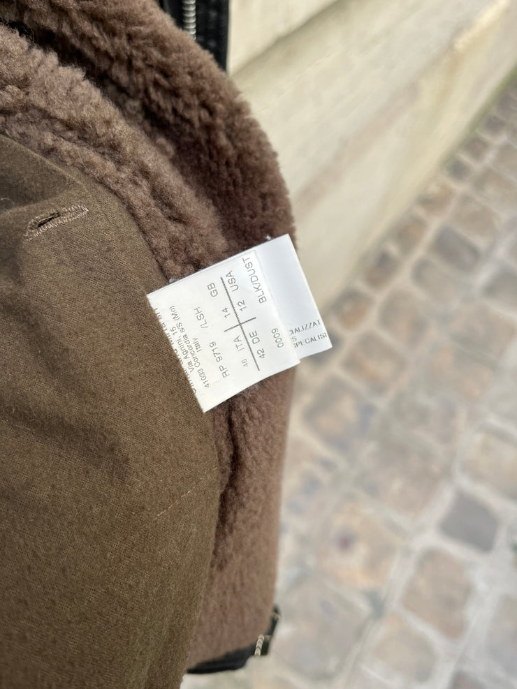 (New Arrival) RICK OWENS - FW12 "MOUNTAIN" Lamb leather jacket with dust fleece and calf leather sleeves