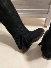 (Pre Sale) ANN DEMEULEMEESTER - Foldable suede leather boots with side lacing