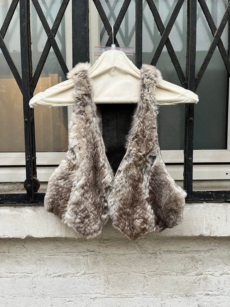 (New Arrival) L.G.B - Rabbit fur and leather reversible vest
