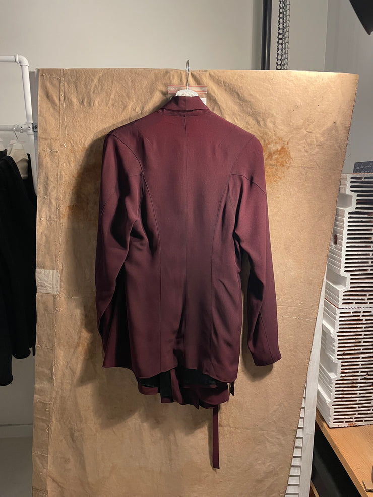 (Pre Sale) ANN DEMEULEMEESTER - Late 90’s Wine red light jacket with waist straps