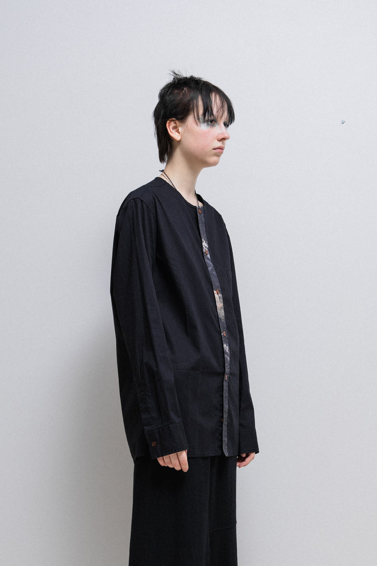 YOHJI YAMAMOTO POUR HOMME - SS16 Cotton shirt with painted button placket