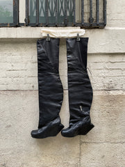 RICK OWENS - FW08 "STAG" Thigh high turbo wedge leather boots (runway)