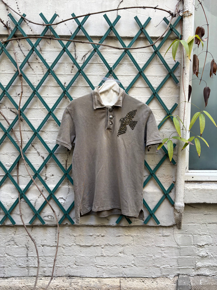 (New Arrival) KAPITAL - Polo shirt with concho buttons and studded bird detail