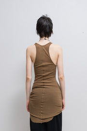 RICK OWENS - Ocre ribbed cotton tank top