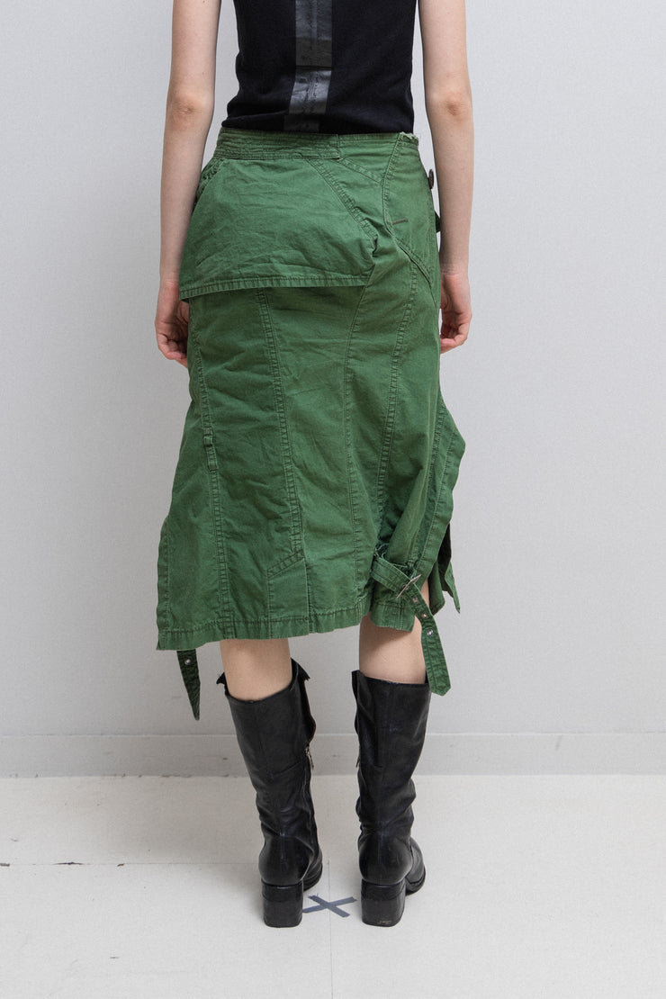 JUNYA WATANABE - SS06 Military cotton draped skirt with buttons and strap details