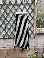 (New Arrival) ANN DEMEULEMEESTER - SS94 Linen and cotton long striped skirt with straps