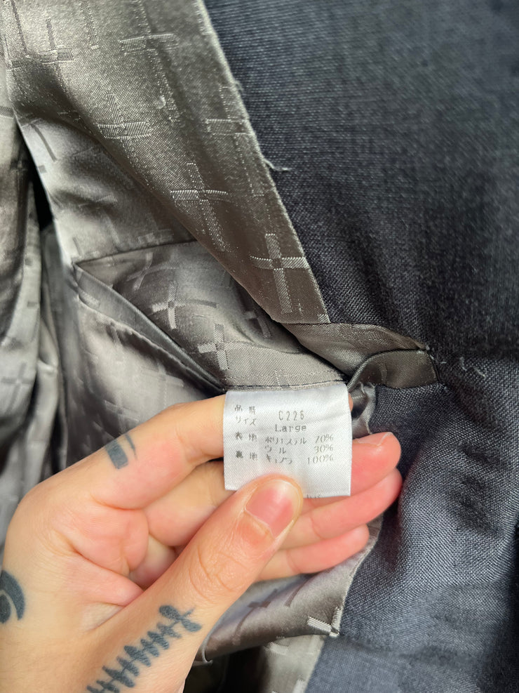 (New Arrival) UNDERCOVER - SS99 « Relief » Grey costume jacket with cross pattern lining