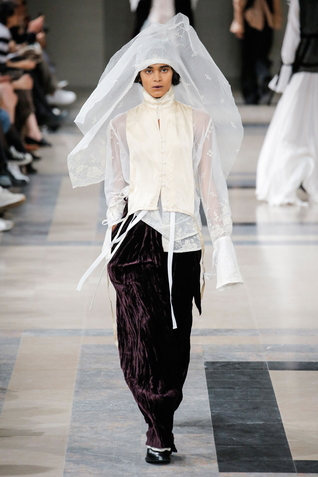 ANN DEMEULEMEESTER - FW17 Silk button up vest with embroidered