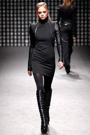 (New Arrival) GARETH PUGH - FW11 Cotton blend jacket with lamb leather sleeves and double front zippers