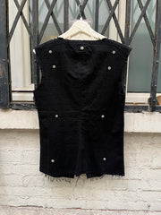 (New Arrival) UNDERCOVER - FW03 "Paper Doll" Printed wool vest with snap buttons
