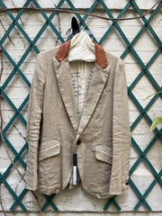(Kountry Club) ISAMU KATAYAMA BACKLASH - Linen blend jacket with leather collar and poem lining