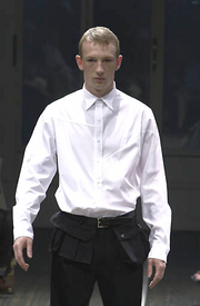 (New Arrival) YOHJI YAMAMOTO POUR HOMME - SS01 Nylon + ramie wide pants with waist pockets (runway)