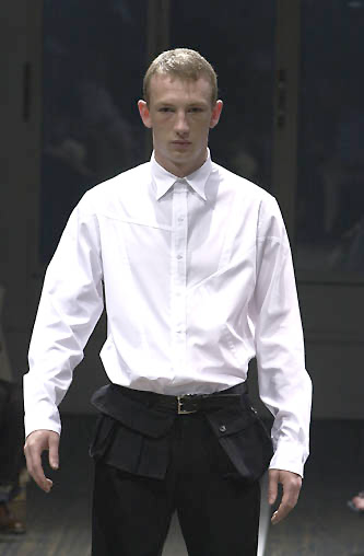 (New Arrival) YOHJI YAMAMOTO POUR HOMME - SS01 Nylon + ramie wide pants with waist pockets (runway)