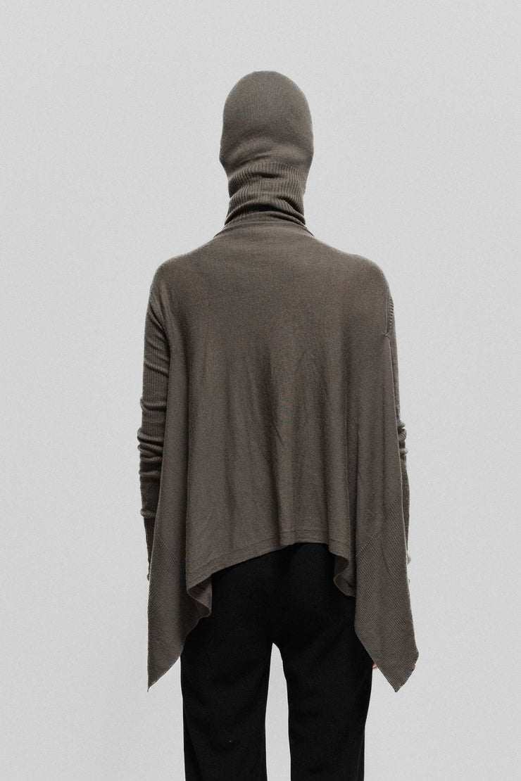 RICK OWENS - FW08 "STAG" Hooded scuba sweater with ribbed panels and tight sleeves