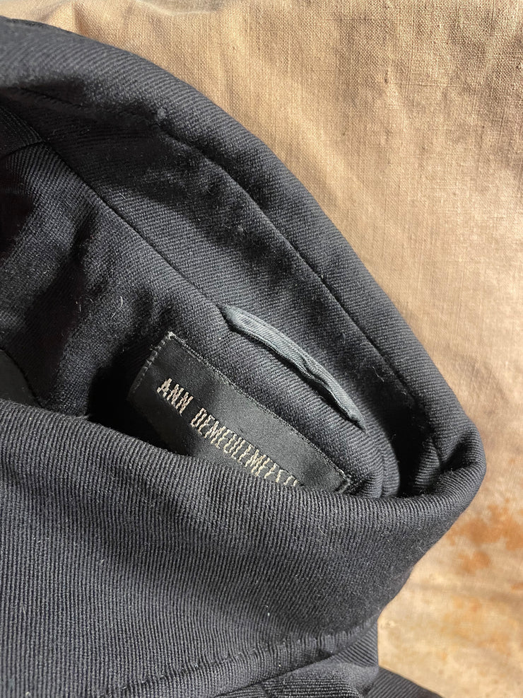 (Pre Sale) ANN DEMEULEMEESTER - Late 90’s wool zip up jacket with sharp lapels and padded shoulders