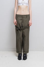 JUNYA WATANABE - FW06 Cotton+wool military low crotch wide pants with belt (runway)