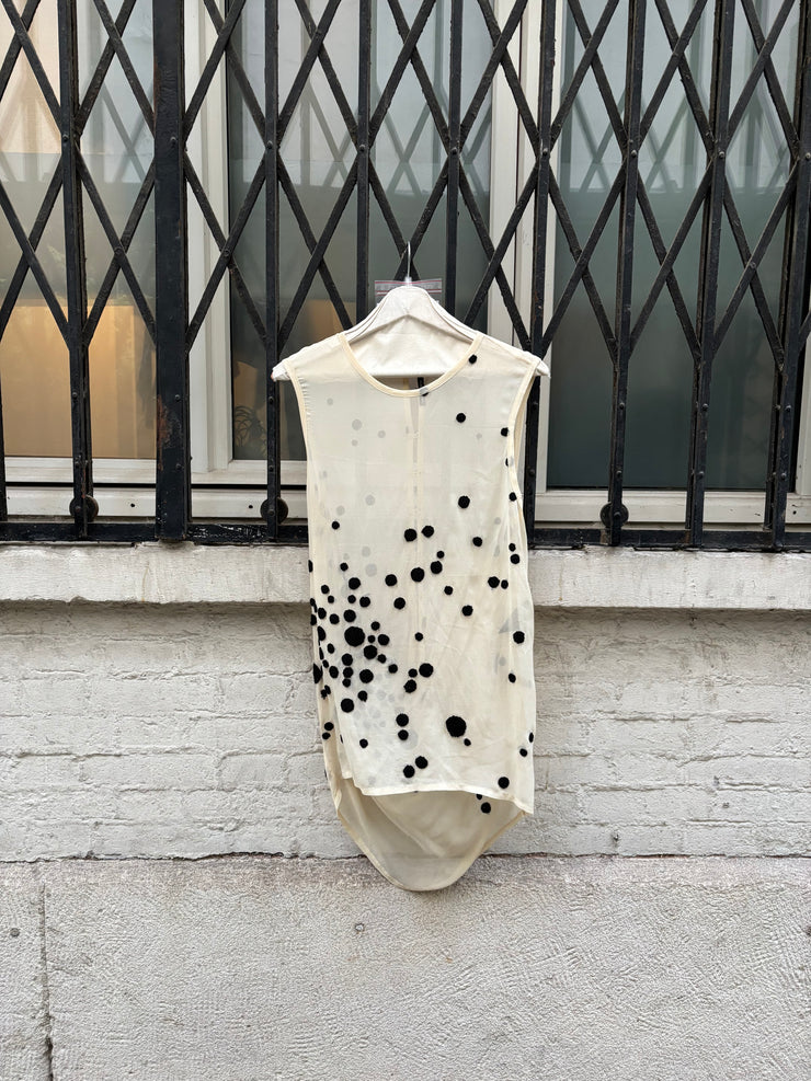 (New Arrival) ANN DEMEULEMEESTER - Embroidered silk draped top