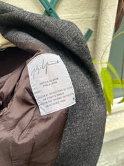 (New Arrival) YOHJI YAMAMOTO - FW98 Wool + linen open jacket with lapel slits (runway)