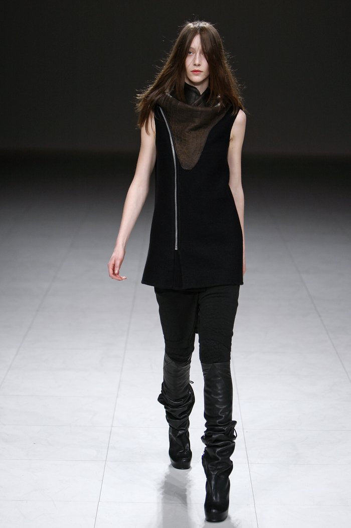 RICK OWENS - FW08 "STAG" Thigh high turbo wedge leather boots (runway)