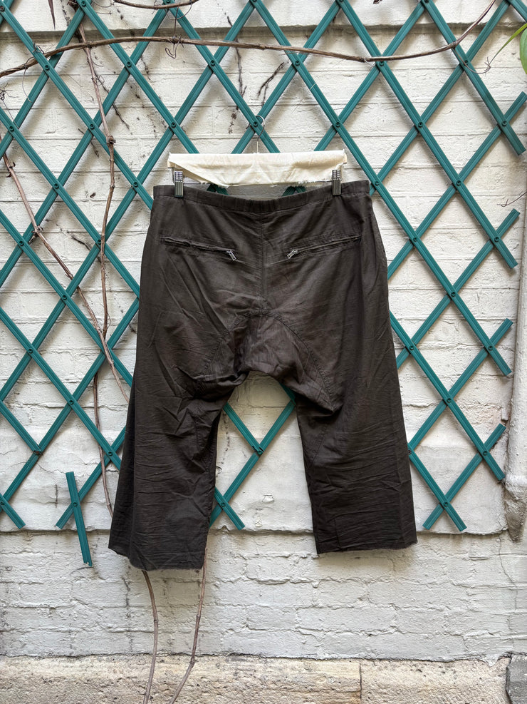 (New Arrival) RICK OWENS - SS05 "SCORPIO" Wide cotton pants with big zipper pockets